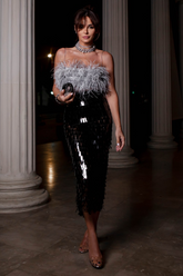 Aleyna Feather Top + Sequin Skirt Set